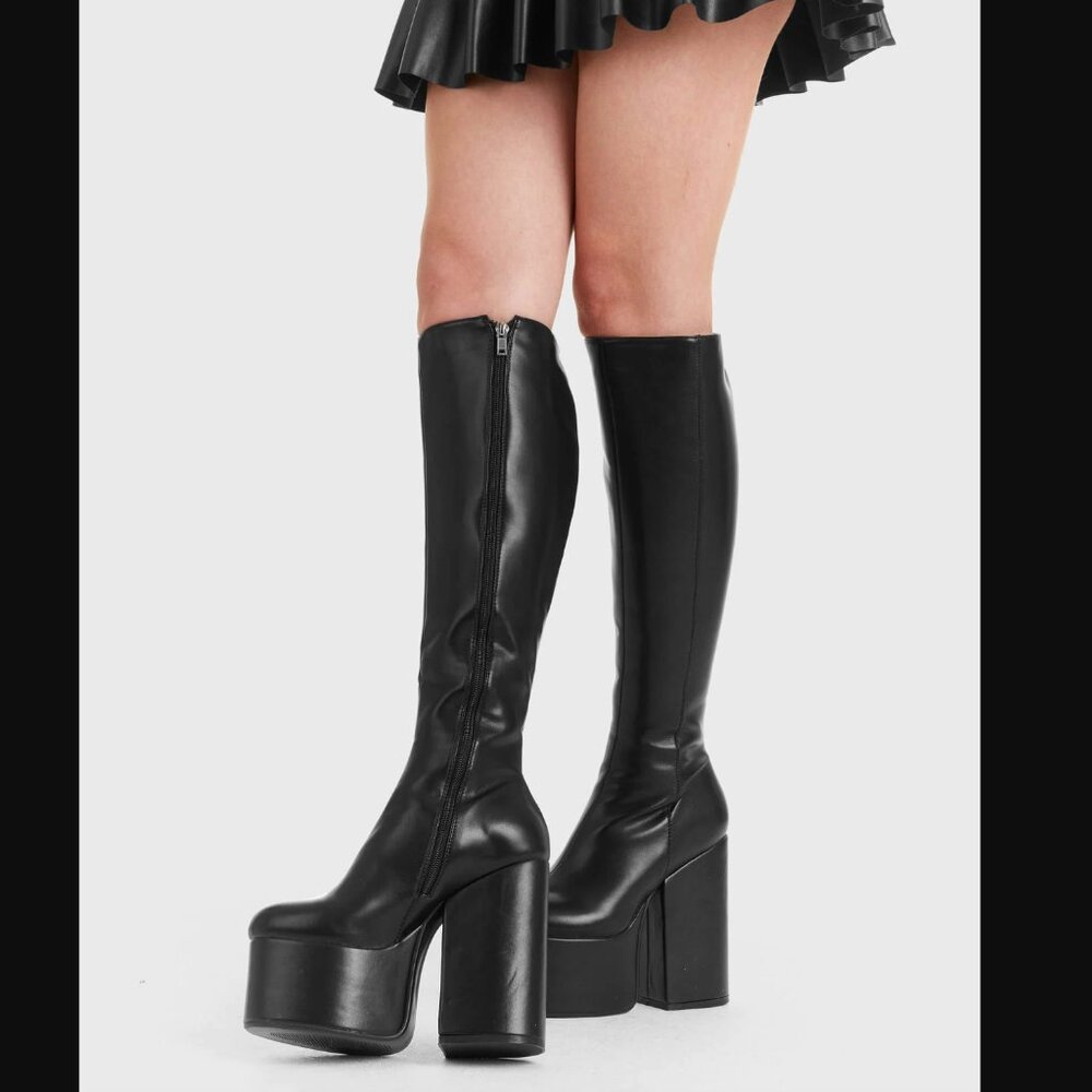 Black Platform Knee-High Boots